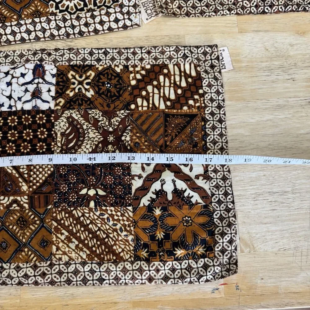 Java Batik Parang Patchwork Indonesia Table Placemats Reversible Lot of 4 RARE